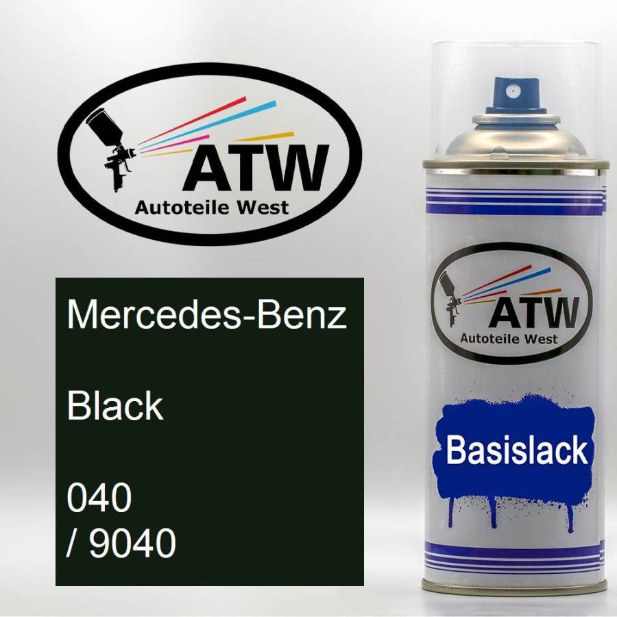 Mercedes-Benz, Black, 040 / 9040: 400ml Sprühdose, von ATW Autoteile West.